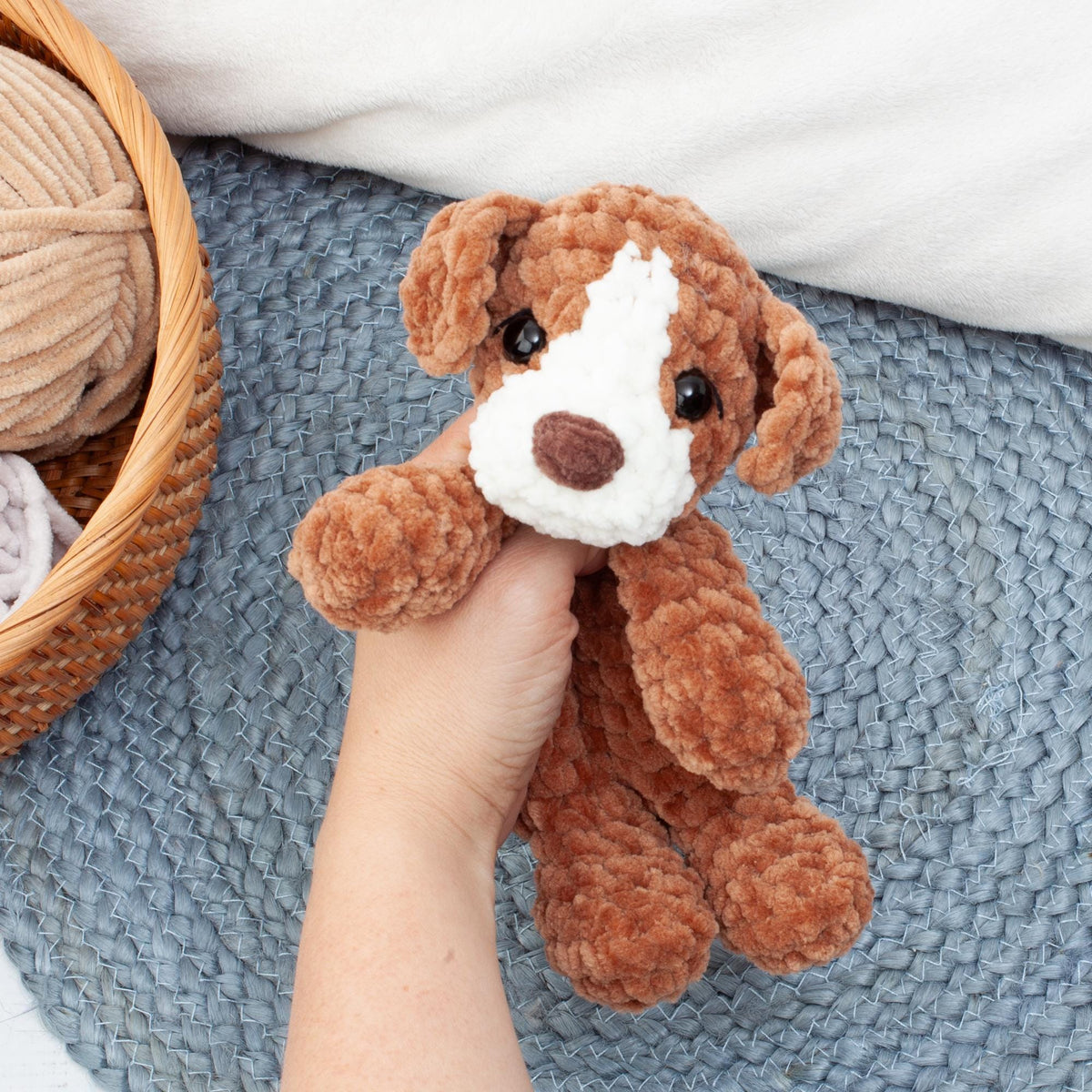 No Sew Dog Snuggler Crochet Pattern, 3 in 1 Mini Puppy Lovey Amigurumi PDF