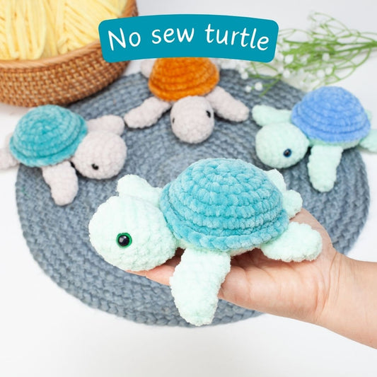 No sew turtle crochet pattern, easy crochet turtle pattern, amigurumi turtle, no sew crochet pattern