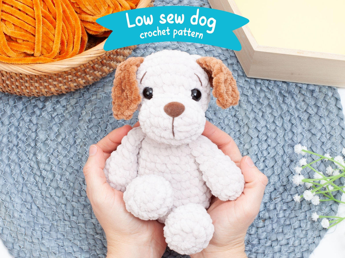 Crochet Dog Pattern – Low Sew Puppy Amigurumi pattern PDF – Easy Beginner Crochet Pattern