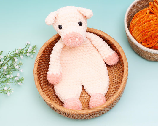 Crochet Pig snuggler pattern, pig lovey crochet pattern, Easy baby comforter toy