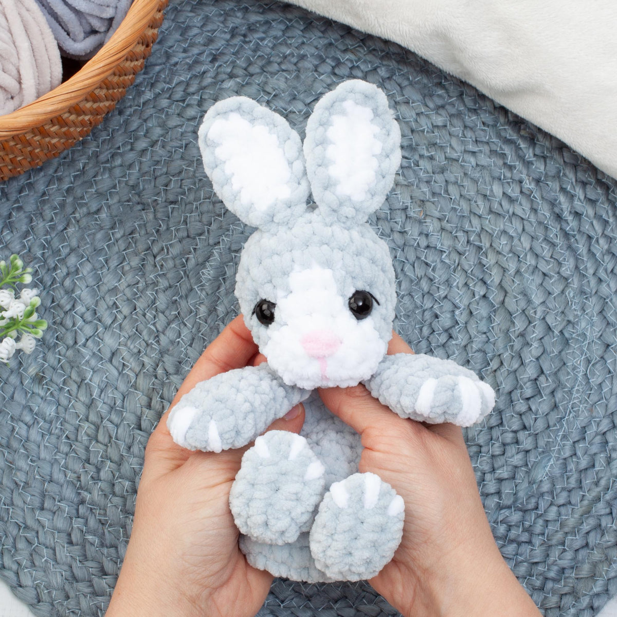 No Sew Bunny Snuggler Crochet Pattern, Amigurumi Lovey, Rabbit Baby Security Blanket, Fast and Easy