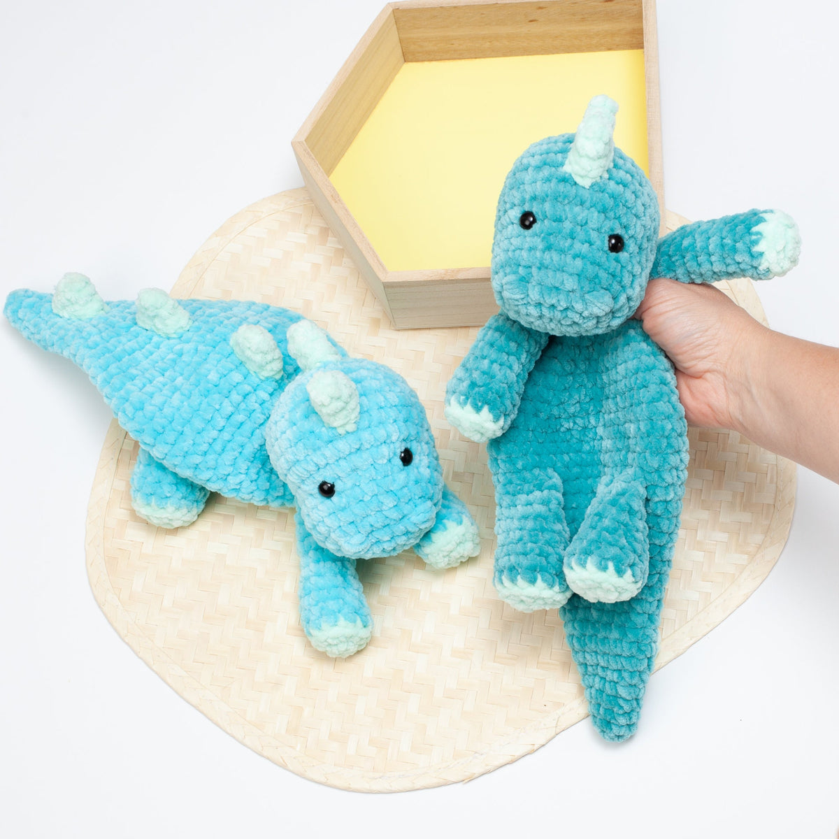Dinosaur lovey crochet pattern, crochet Dino snuggler, baby comforter toy, baby security blanket