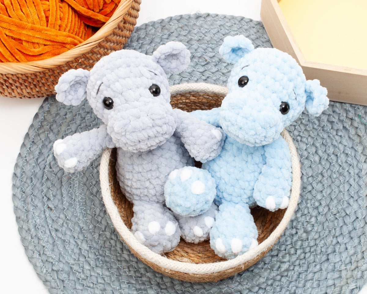 Crochet Hippo Pattern – Low Sew Amigurumi Plush Hippo PDF – Easy Beginner Crochet Pattern