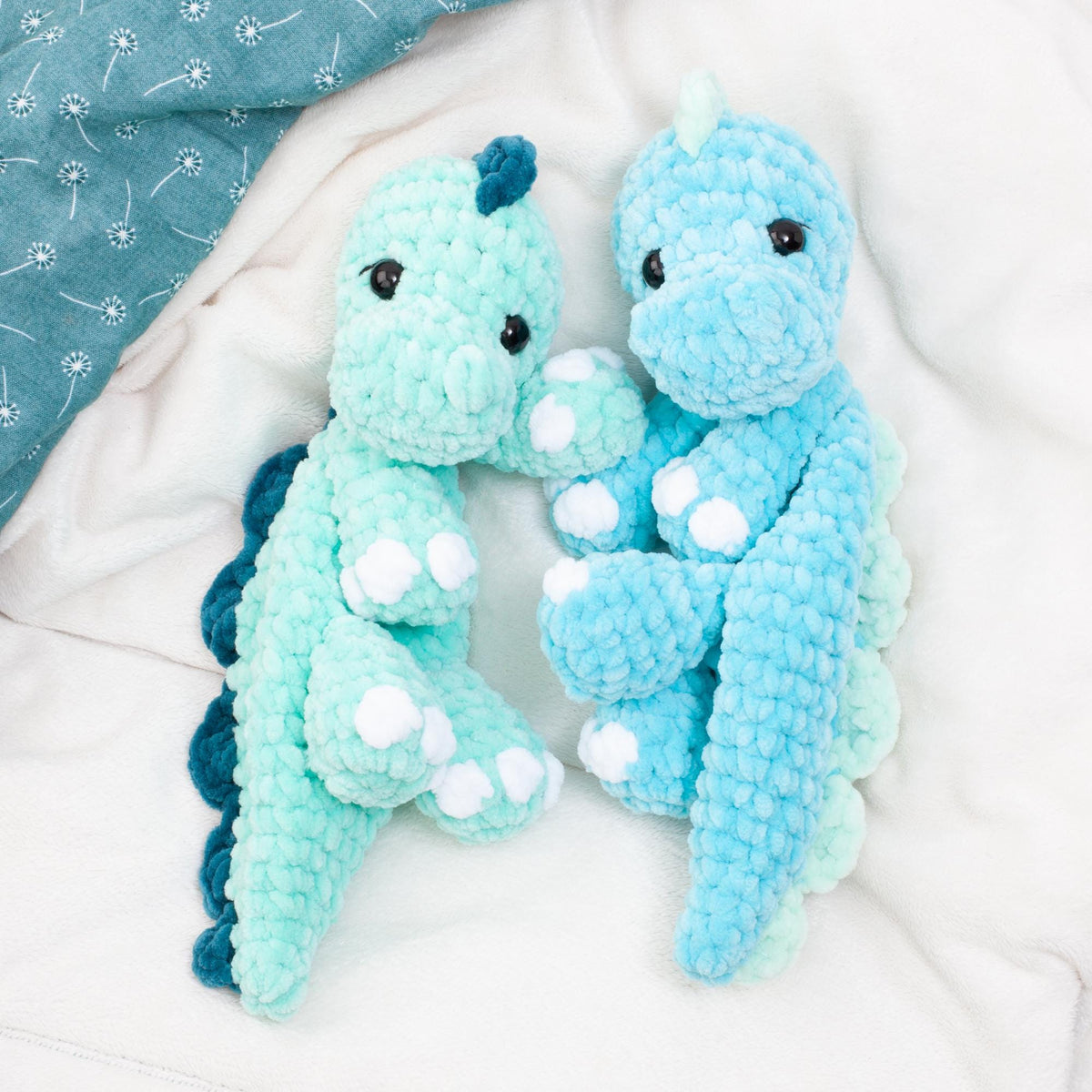Dinosaur Lovey Snuggler Crochet Pattern PDF | No Sew Amigurumi Dino | Baby Comforter