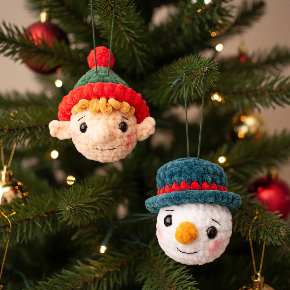Crochet Christmas Ornaments Pattern Set – Santa Claus, Elf & Snowman | Amigurumi PDF Pattern