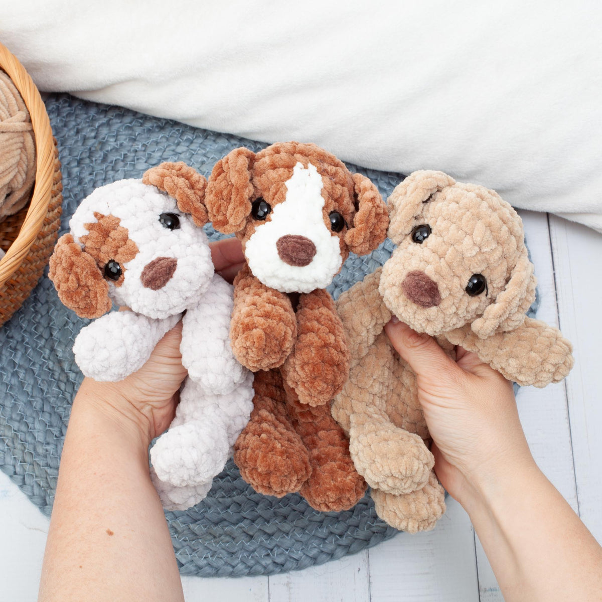 No Sew Dog Snuggler Crochet Pattern, 3 in 1 Mini Puppy Lovey Amigurumi PDF