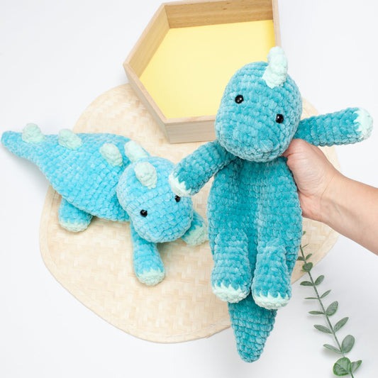 Dinosaur lovey crochet pattern, crochet Dino snuggler, baby comforter toy, baby security blanket