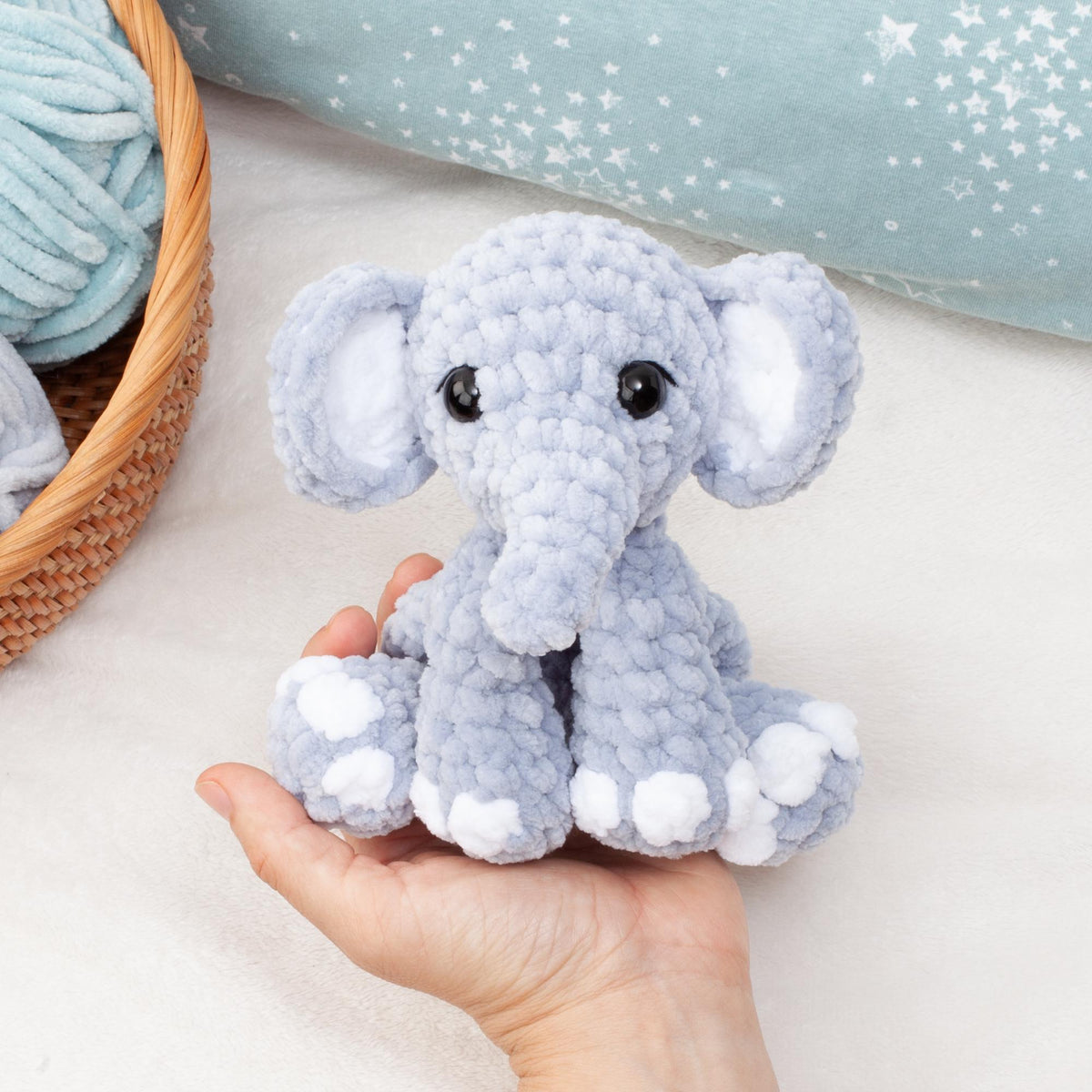 Elephant Snuggler Lovey Crochet Pattern, No Sew Amigurumi, PDF Tutorial