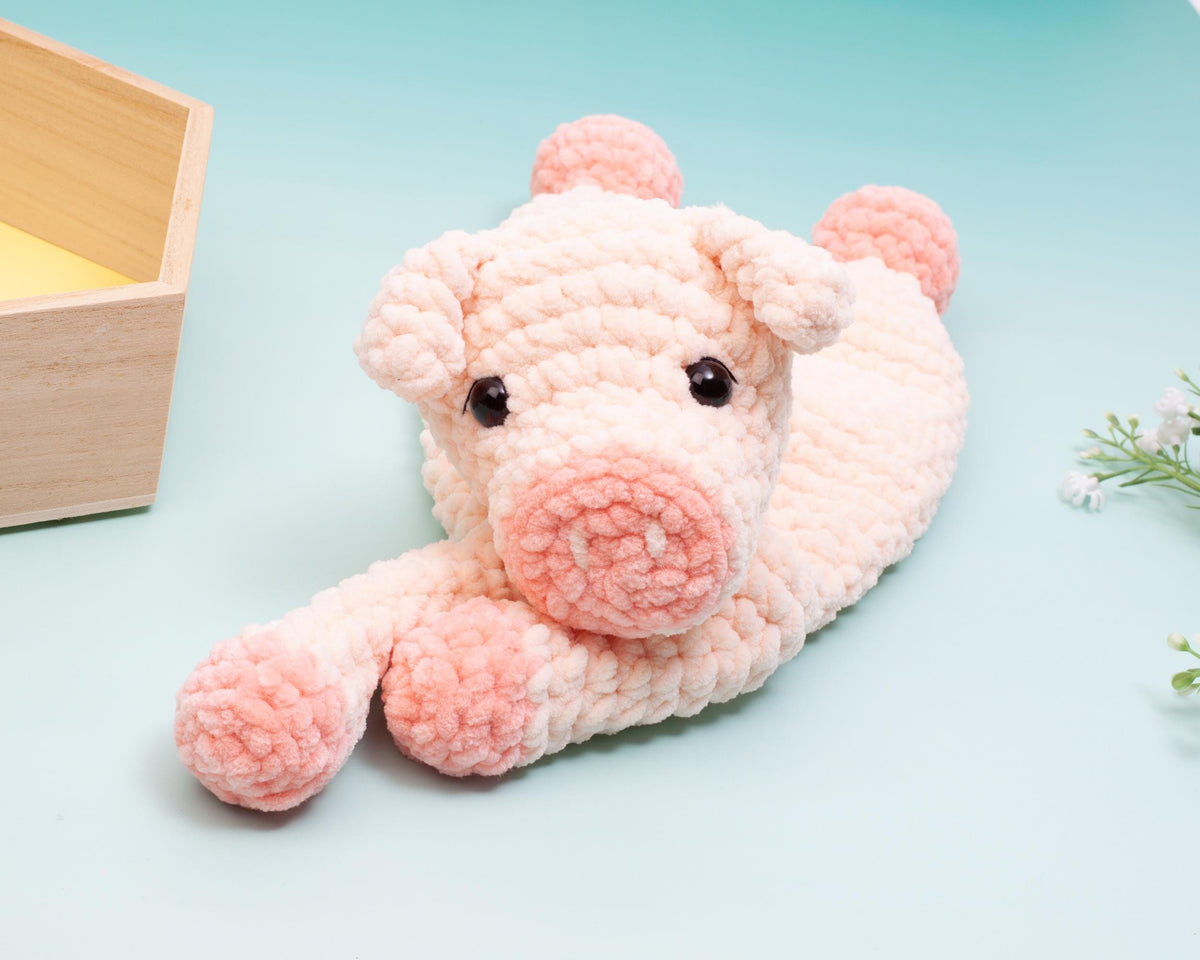Crochet Pig snuggler pattern, pig lovey crochet pattern, Easy baby comforter toy