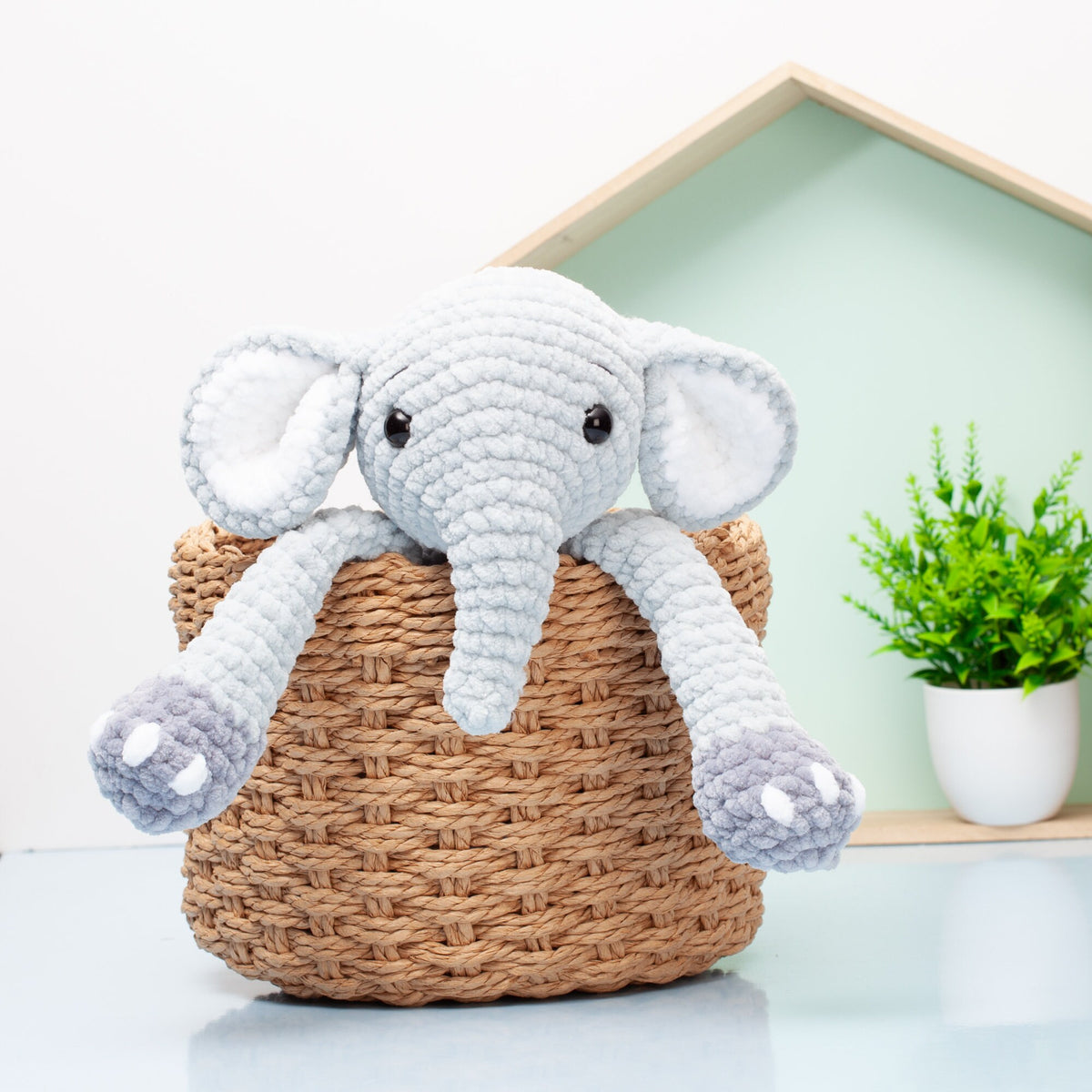 Elephant lovey crochet pattern, elephant snuggler, baby comforter toy, baby security blanket