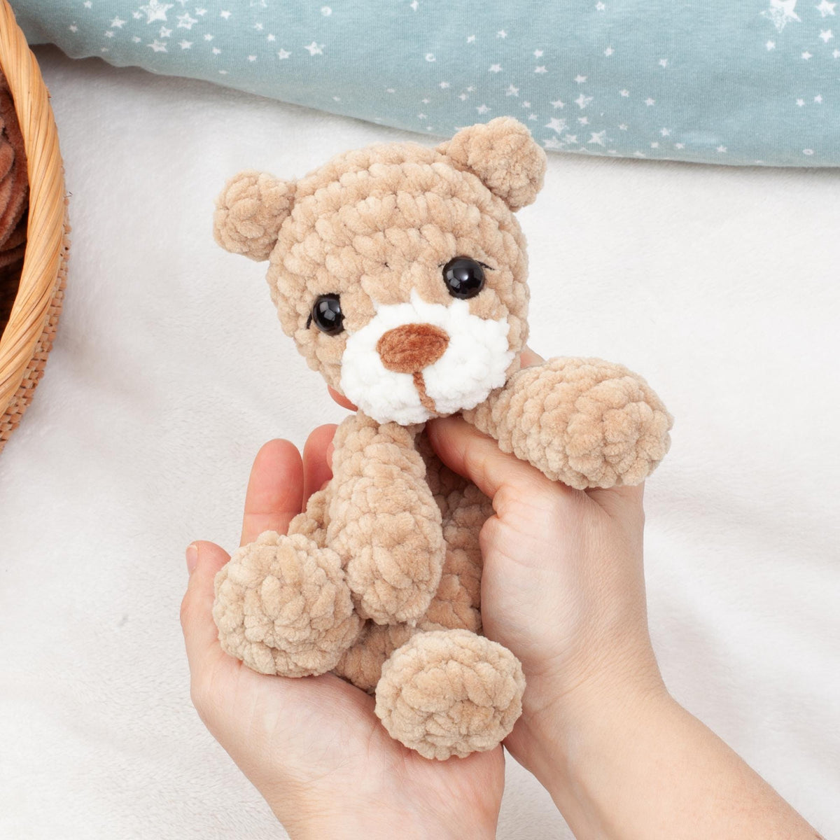 No Sew Teddy Bear Snuggler Lovey Crochet Pattern, Amigurumi Baby Comforter PDF