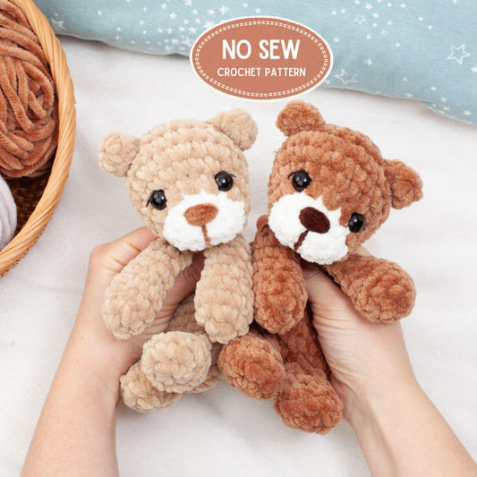 No Sew Teddy Bear Snuggler Lovey Crochet Pattern, Amigurumi Baby Comforter PDF