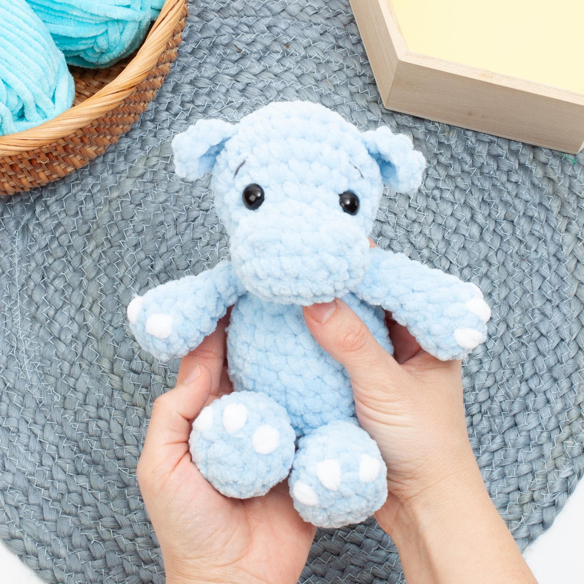 Crochet Hippo Pattern – Low Sew Amigurumi Plush Hippo PDF – Easy Beginner Crochet Pattern