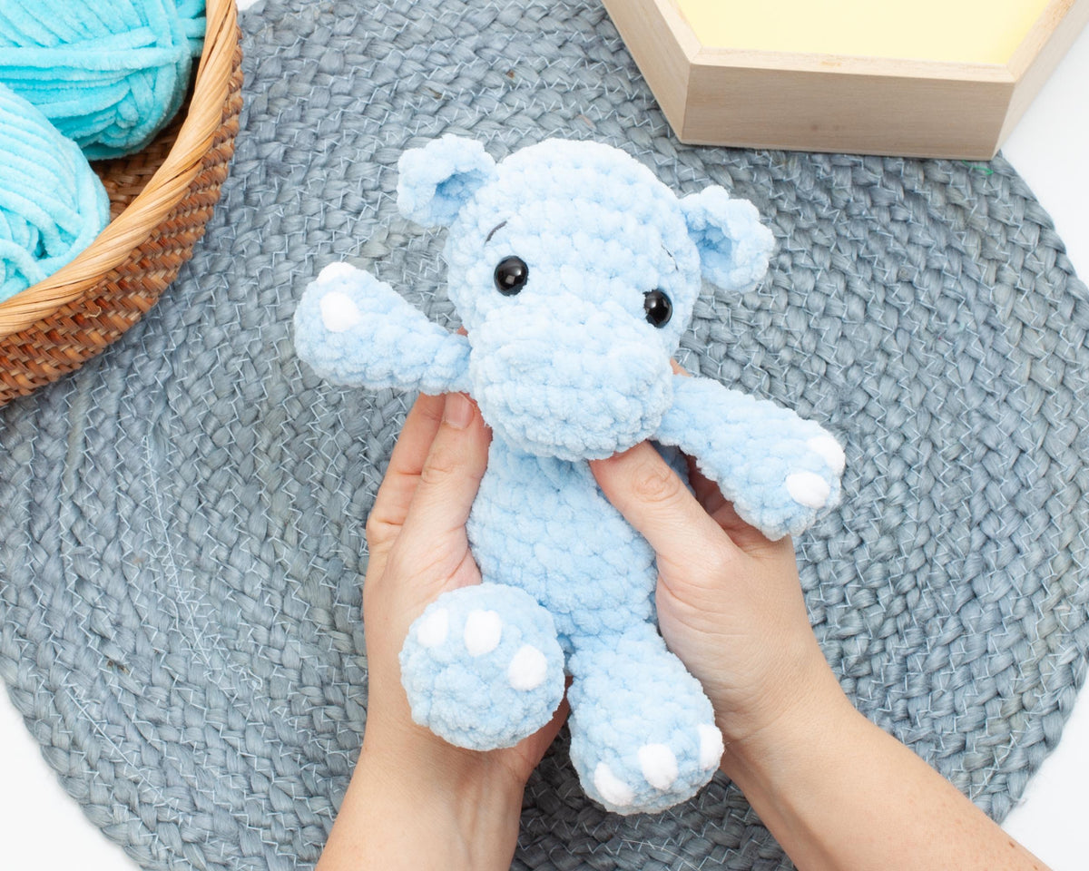 Crochet Hippo Pattern – Low Sew Amigurumi Plush Hippo PDF – Easy Beginner Crochet Pattern