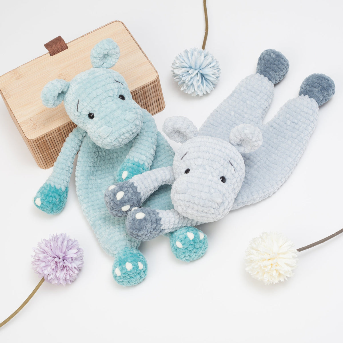 Crochet Hippo snuggler pattern, Hippo lovey, cuddle toy, baby security blanket, comforter toy