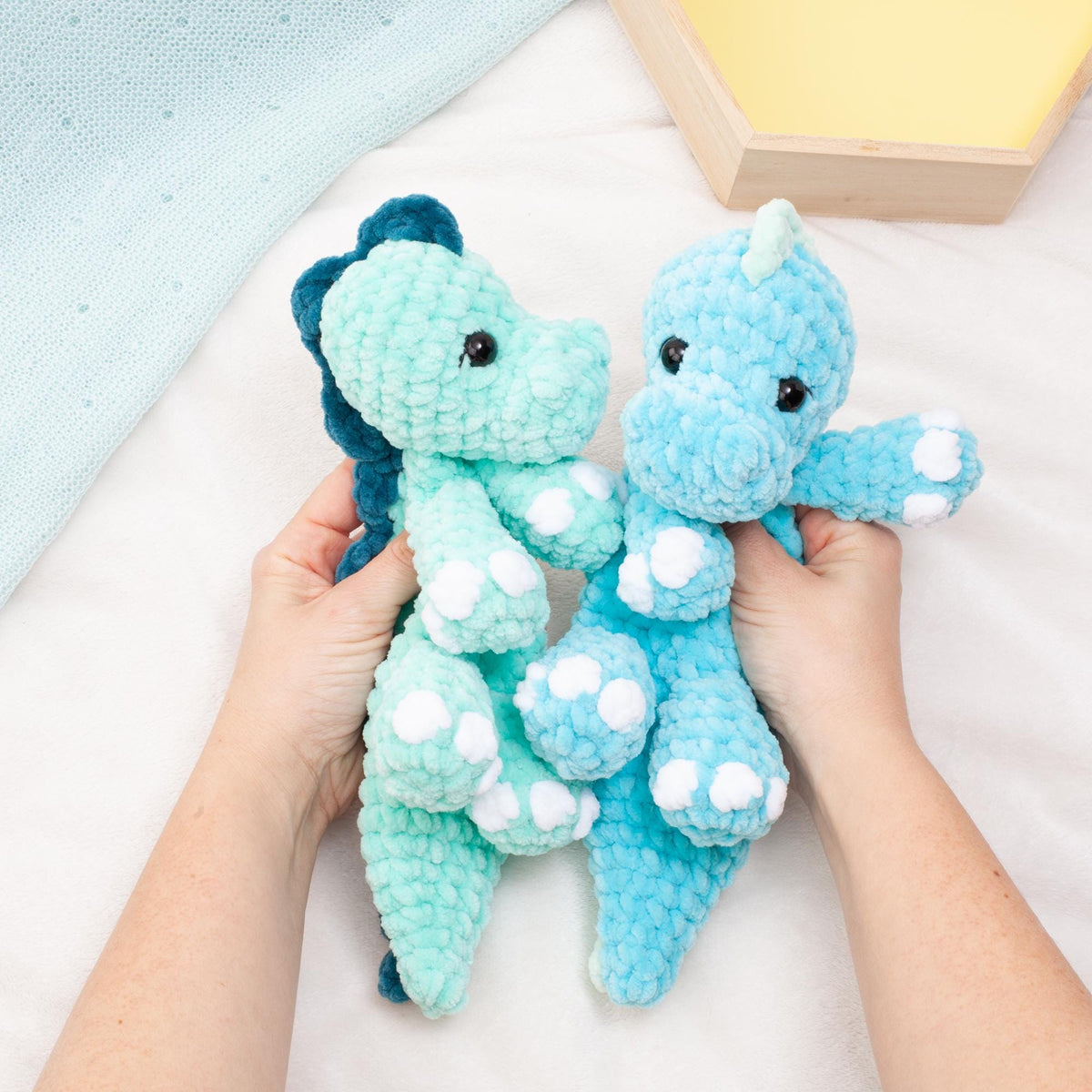Dinosaur Lovey Snuggler Crochet Pattern PDF | No Sew Amigurumi Dino | Baby Comforter