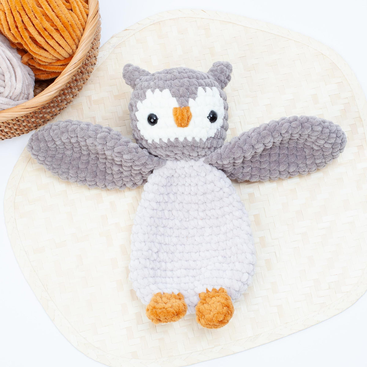Crochet owl snuggler pattern, Owl lovey crochet pattern, comforter toy, baby security blanket