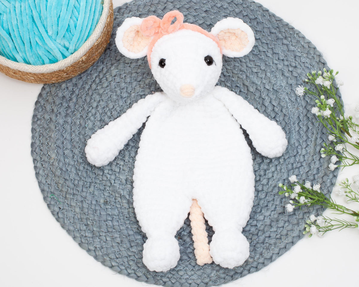 Crochet Mouse Lovey Pattern – Mouse Snuggler Crochet Pattern – Comforter Toy & Baby Security Blanket