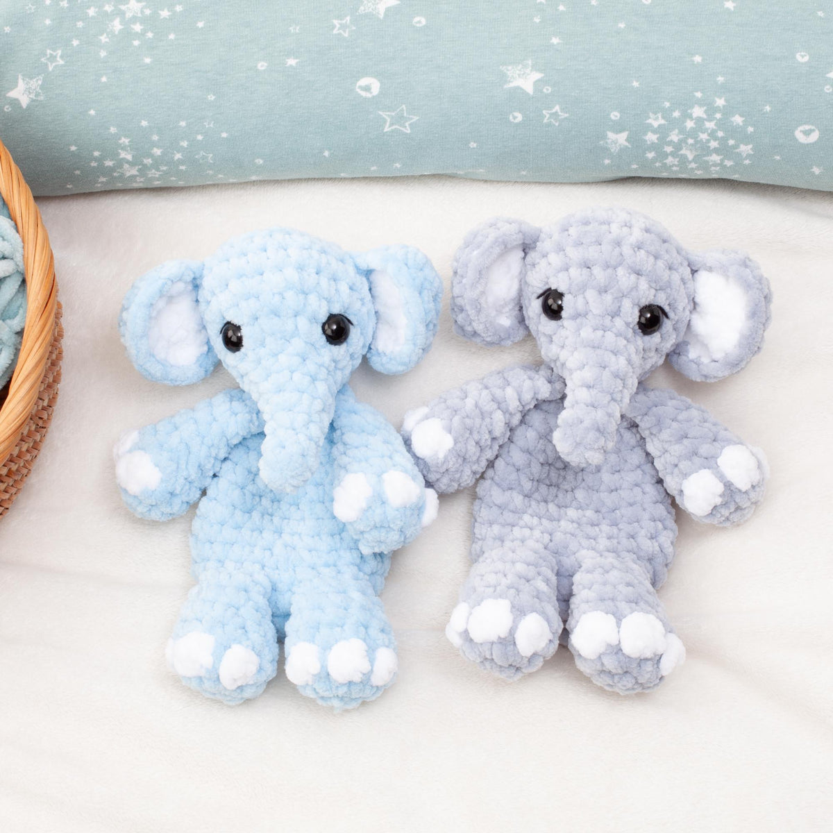 Elephant Snuggler Lovey Crochet Pattern, No Sew Amigurumi, PDF Tutorial