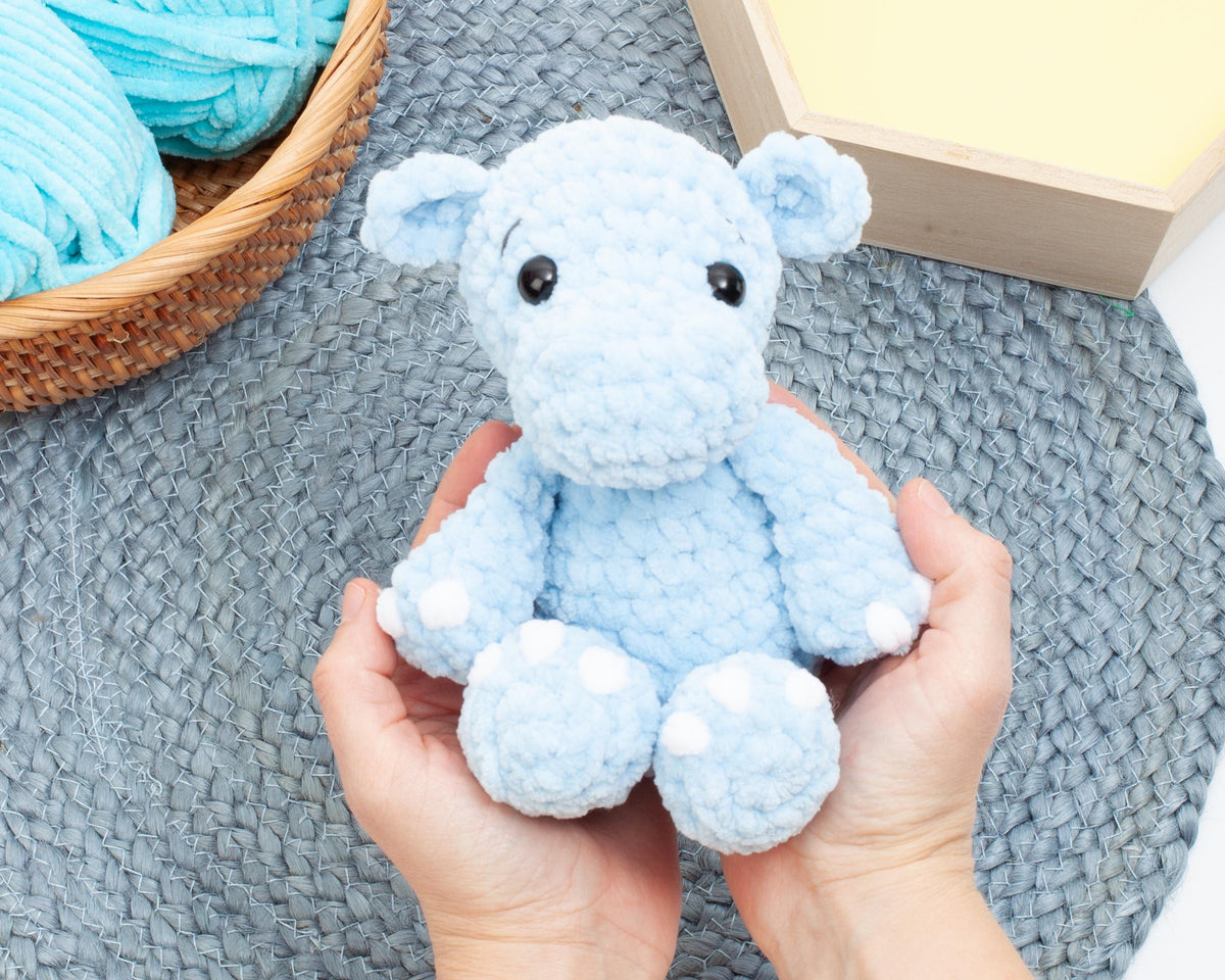 Crochet Hippo Pattern – Low Sew Amigurumi Plush Hippo PDF – Easy Beginner Crochet Pattern