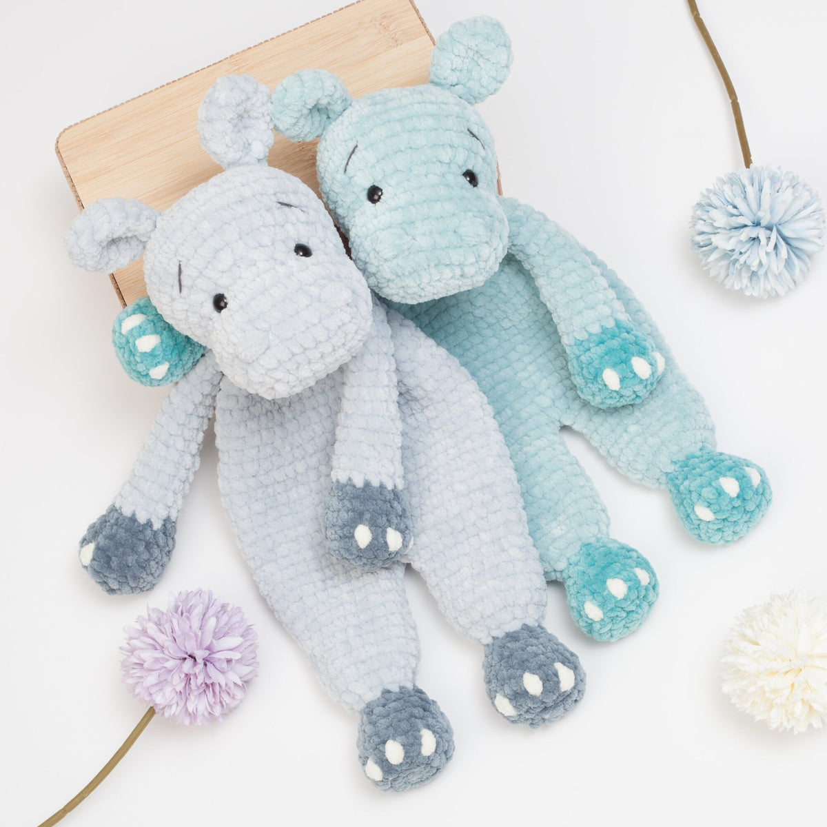 Crochet Hippo snuggler pattern, Hippo lovey, cuddle toy, baby security blanket, comforter toy