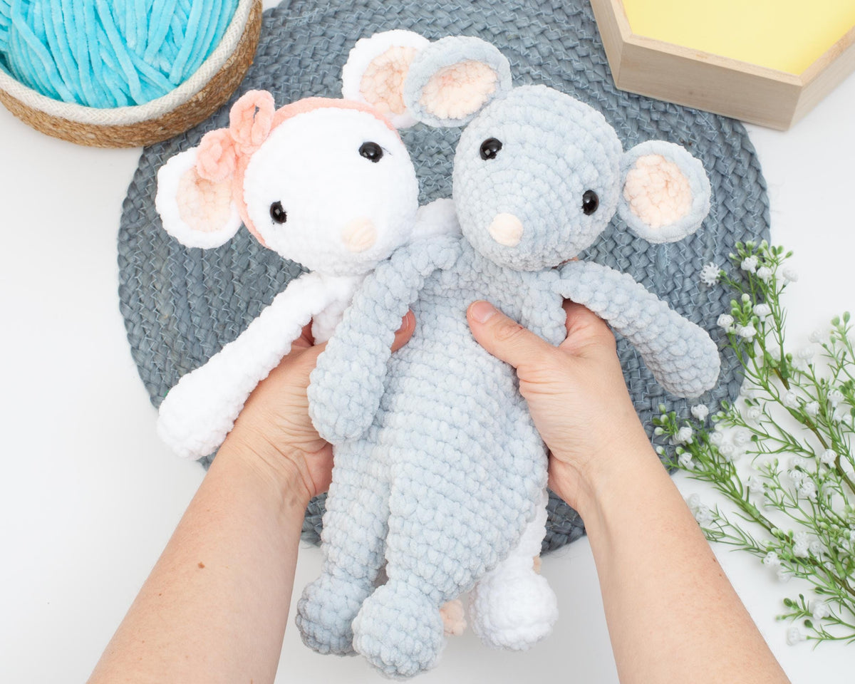 Crochet Mouse Lovey Pattern – Mouse Snuggler Crochet Pattern – Comforter Toy & Baby Security Blanket