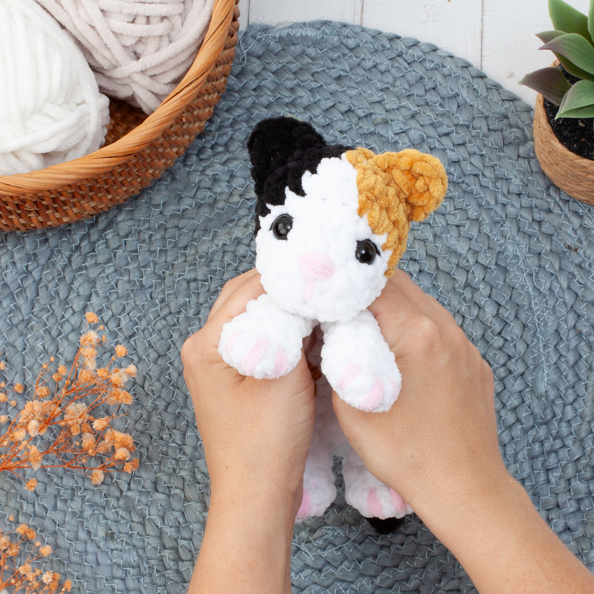 3-in-1 No Sew Cat Snuggler Crochet Pattern, Kitten Lovey Amigurumi