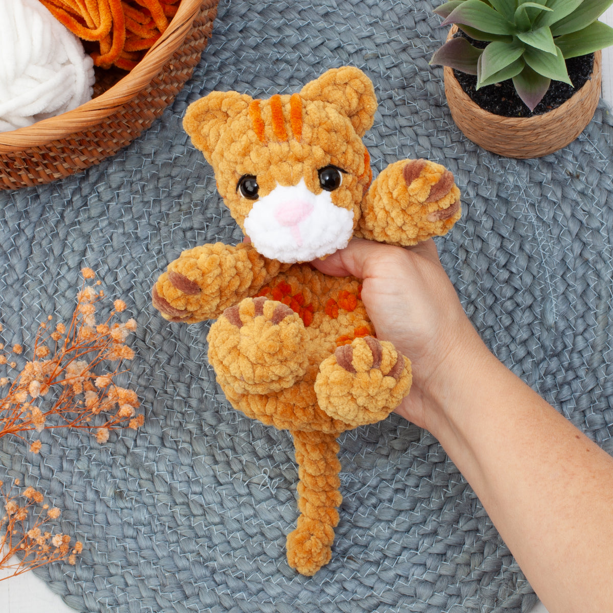 3-in-1 No Sew Cat Snuggler Crochet Pattern, Kitten Lovey Amigurumi