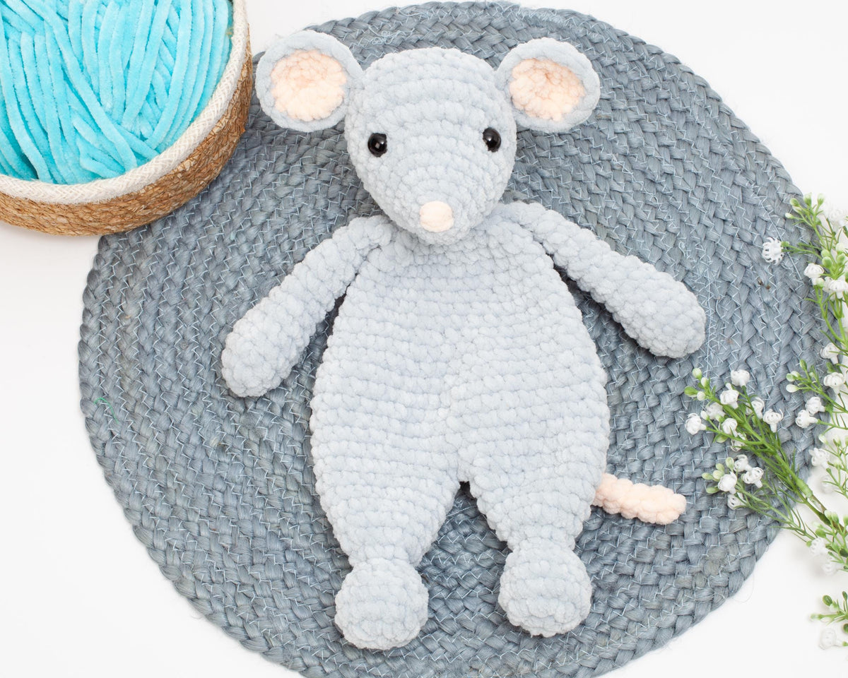 Crochet Mouse Lovey Pattern – Mouse Snuggler Crochet Pattern – Comforter Toy & Baby Security Blanket