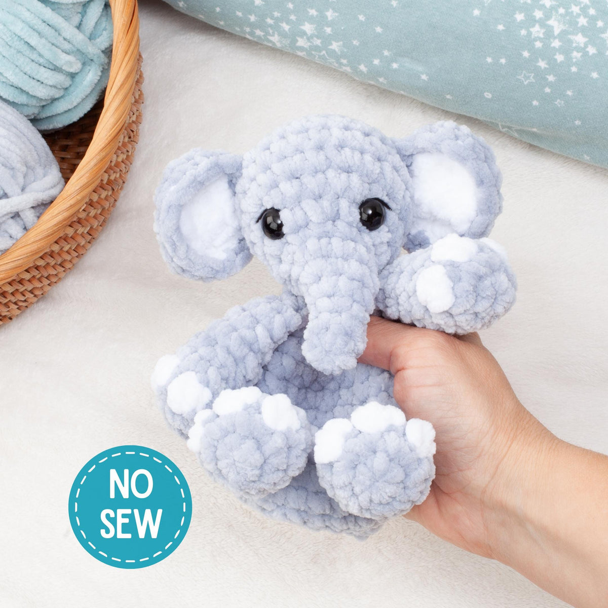 Elephant Snuggler Lovey Crochet Pattern, No Sew Amigurumi, PDF Tutorial