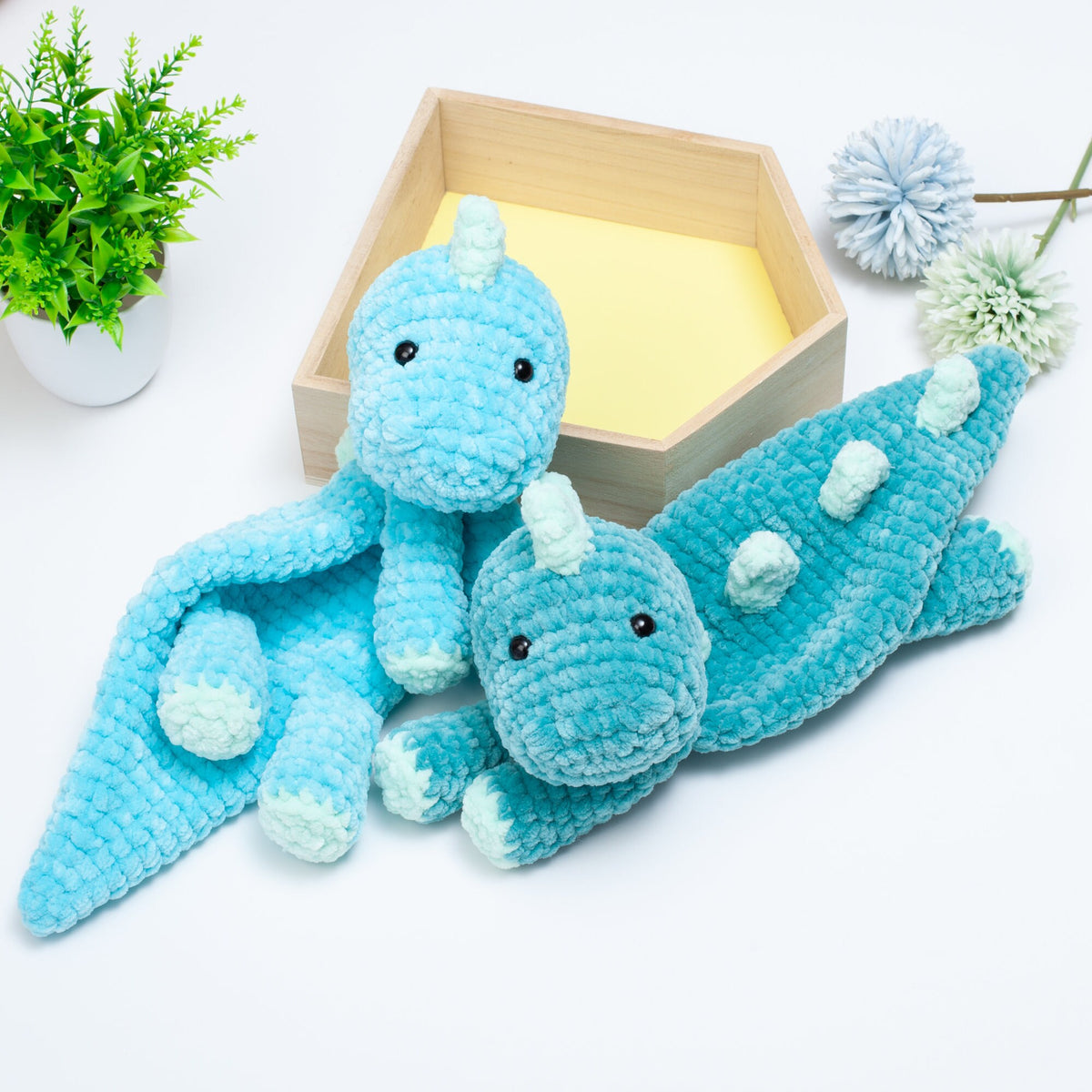 Dinosaur lovey crochet pattern, crochet Dino snuggler, baby comforter toy, baby security blanket