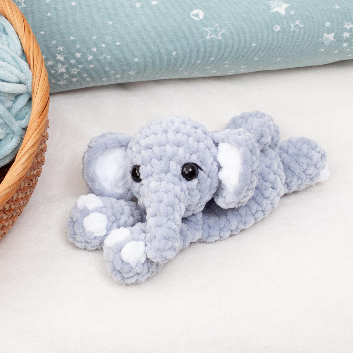 Elephant Snuggler Lovey Crochet Pattern, No Sew Amigurumi, PDF Tutorial