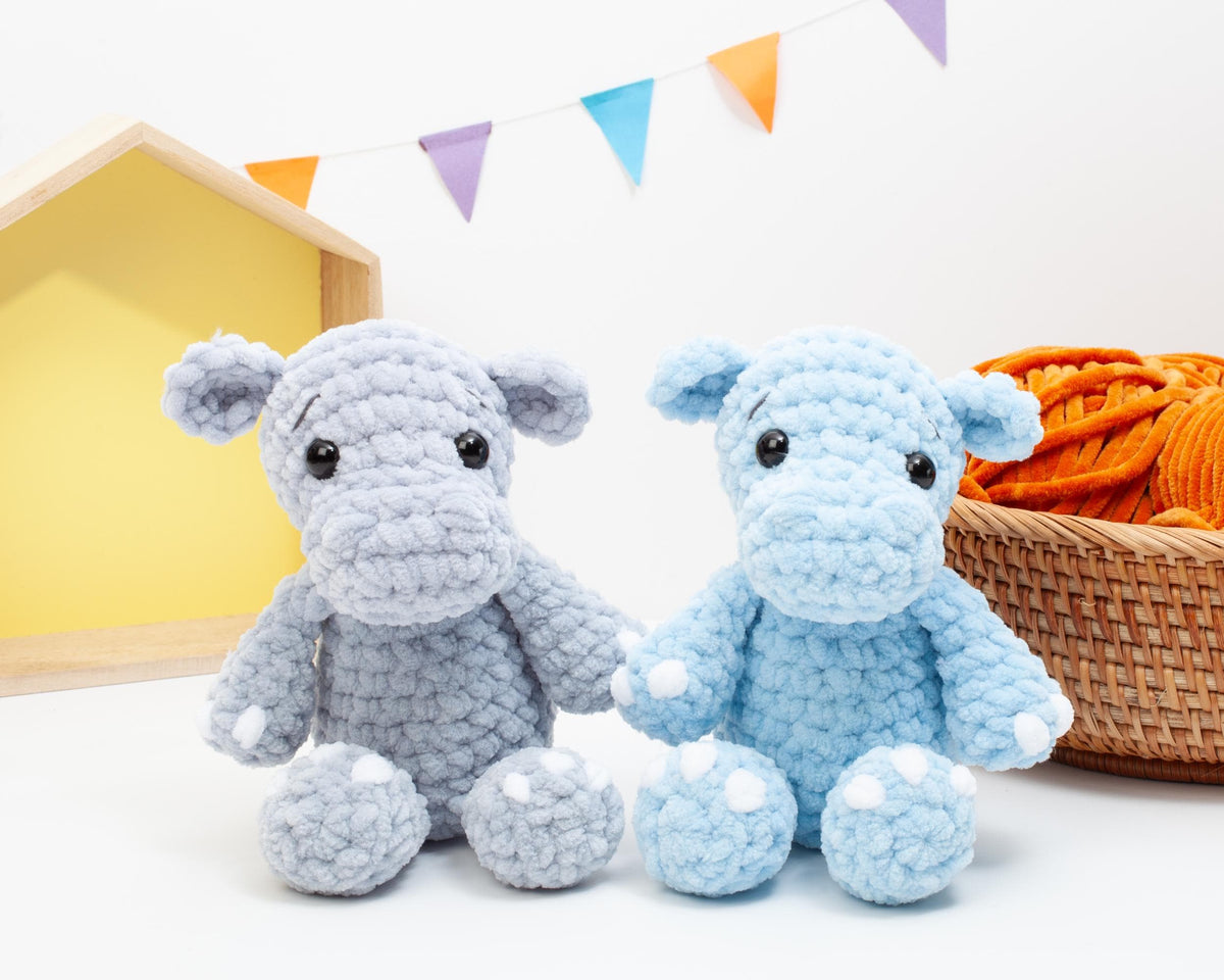Crochet Hippo Pattern – Low Sew Amigurumi Plush Hippo PDF – Easy Beginner Crochet Pattern