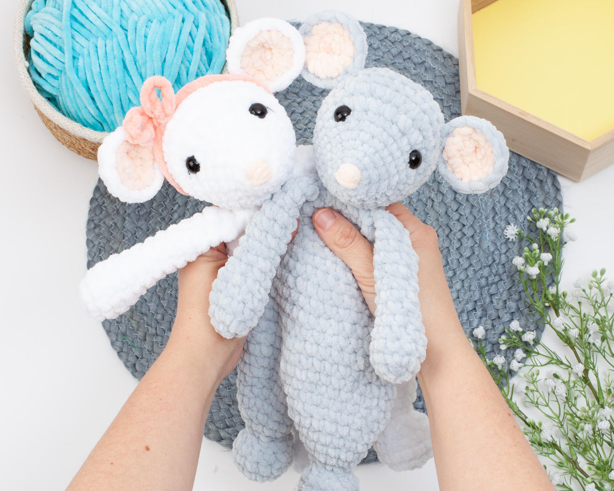Crochet Mouse Lovey Pattern – Mouse Snuggler Crochet Pattern – Comforter Toy & Baby Security Blanket