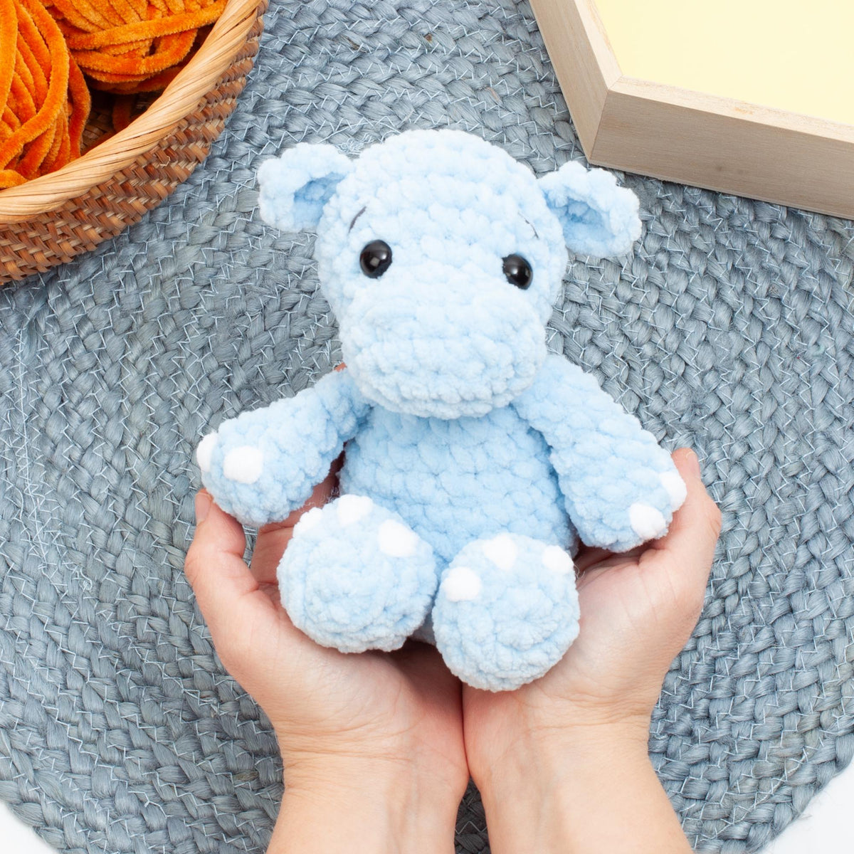Crochet Hippo Pattern – Low Sew Amigurumi Plush Hippo PDF – Easy Beginner Crochet Pattern