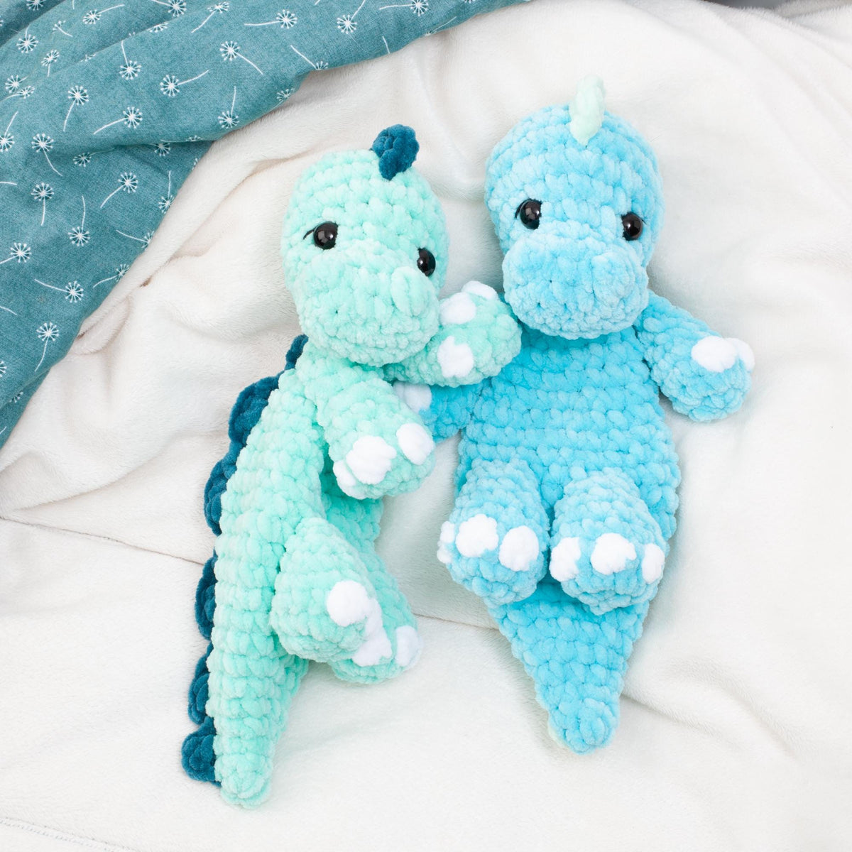 Dinosaur Lovey Snuggler Crochet Pattern PDF | No Sew Amigurumi Dino | Baby Comforter