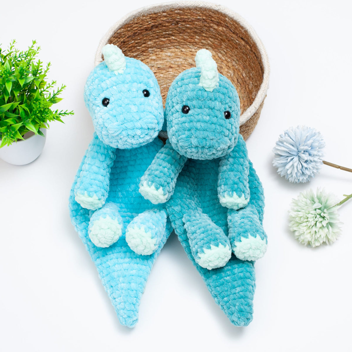 Dinosaur lovey crochet pattern, crochet Dino snuggler, baby comforter toy, baby security blanket