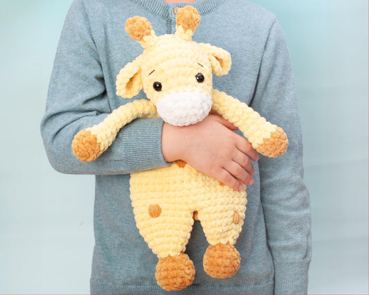 Crochet giraffe snuggler pattern, giraffe lovey crochet pattern, comforter toy, baby security blanket