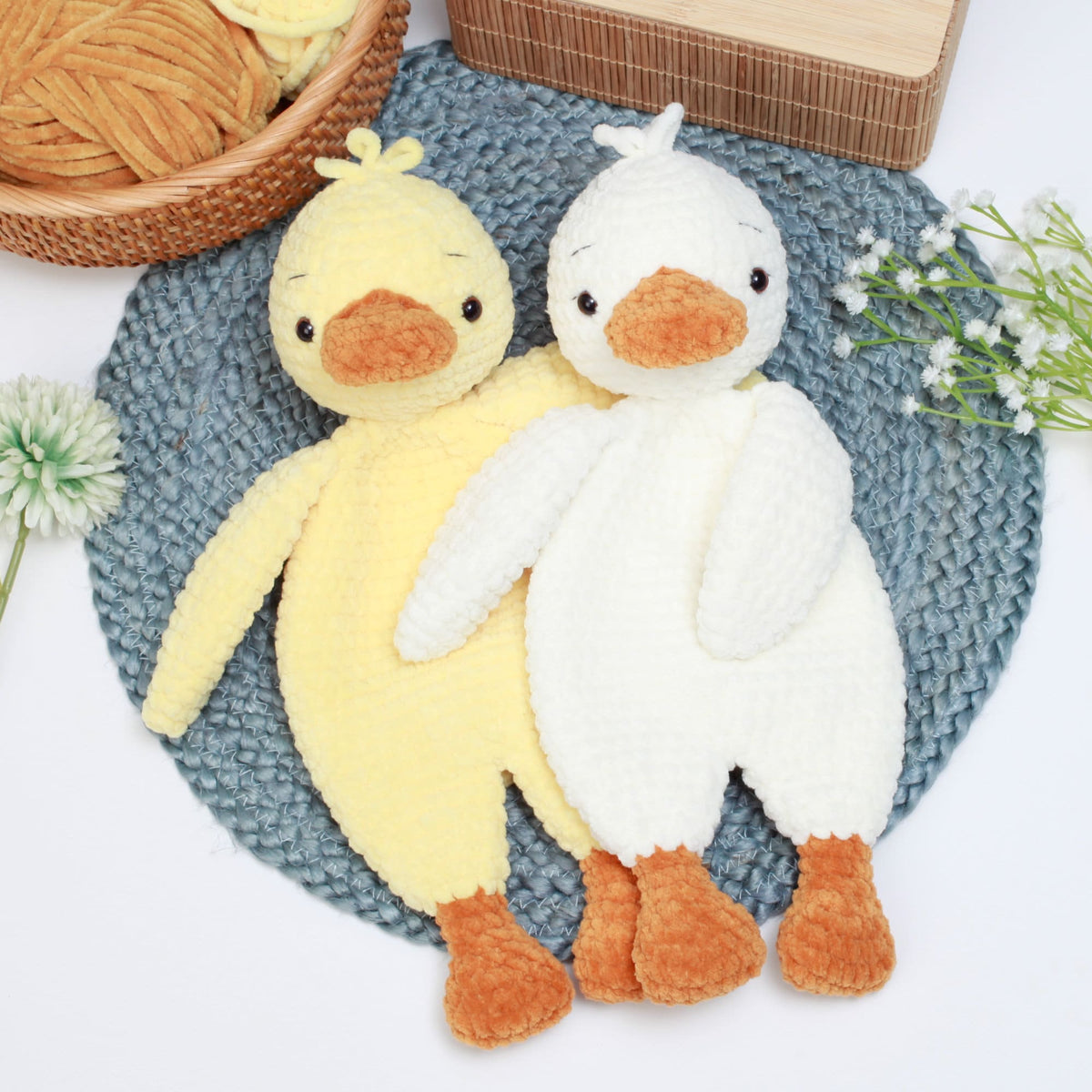 Crochet Duck snuggler pattern, Duck lovey, comforter toy, baby security blanket