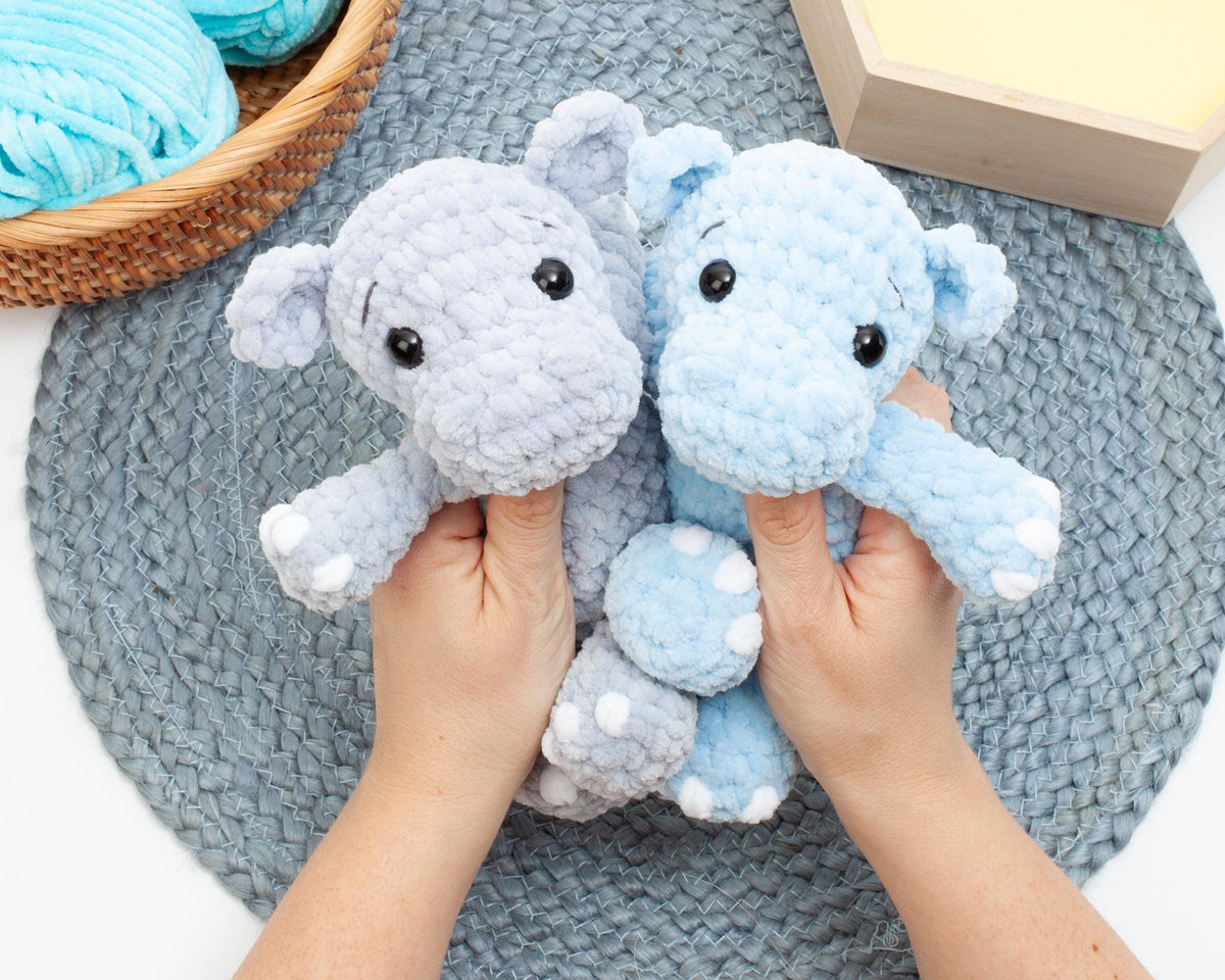 Crochet Hippo Pattern – Low Sew Amigurumi Plush Hippo PDF – Easy Beginner Crochet Pattern