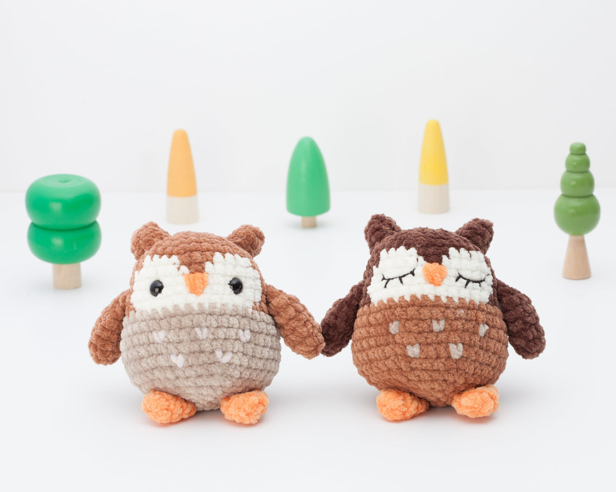 Plush owl crochet pattern, chunky mini owl amigurumi pattern, chubby plushie, PDF