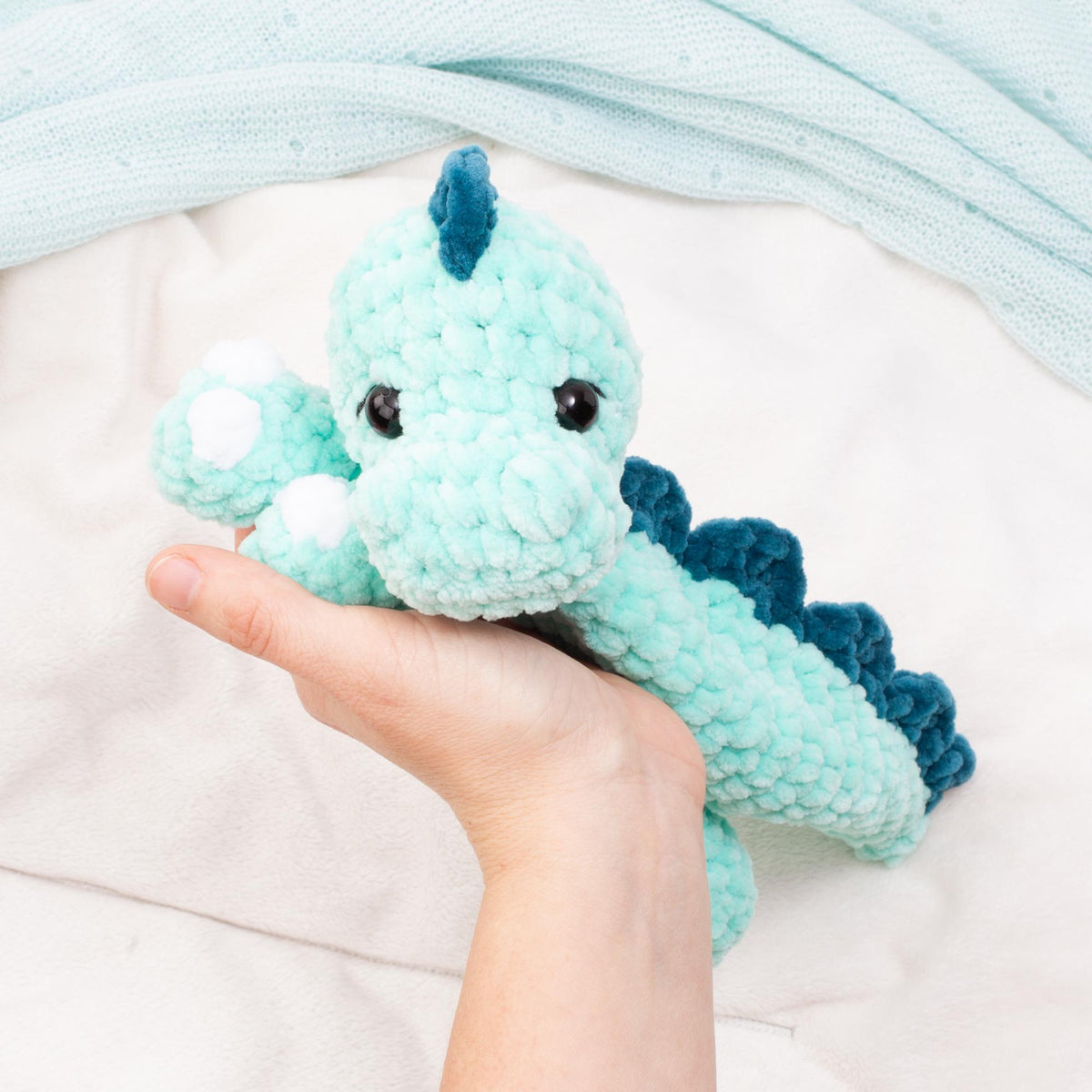 Dinosaur Lovey Snuggler Crochet Pattern PDF | No Sew Amigurumi Dino | Baby Comforter