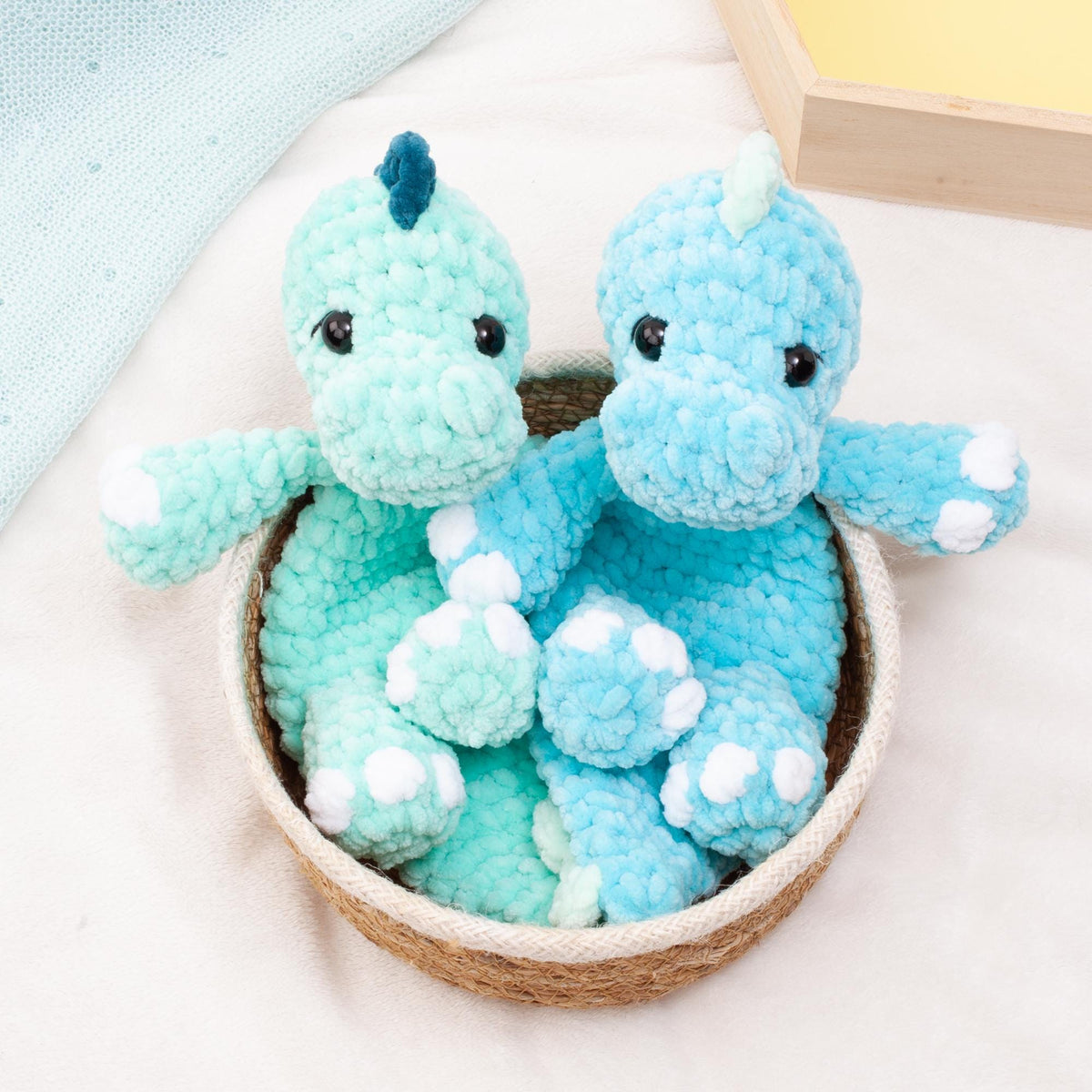 Dinosaur Lovey Snuggler Crochet Pattern PDF | No Sew Amigurumi Dino | Baby Comforter