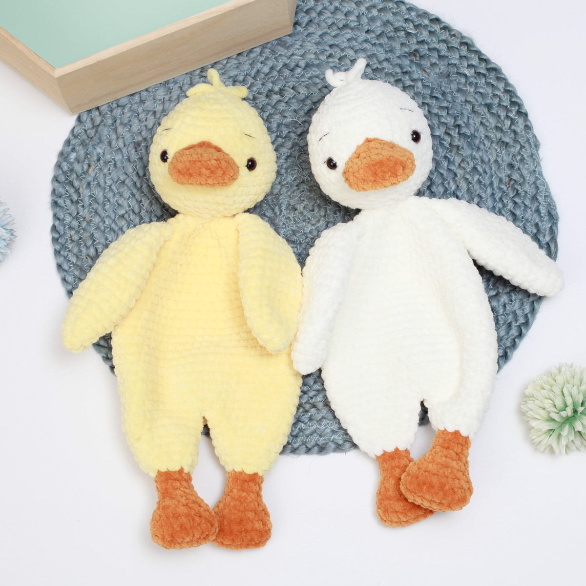Crochet Duck snuggler pattern, Duck lovey, comforter toy, baby security blanket