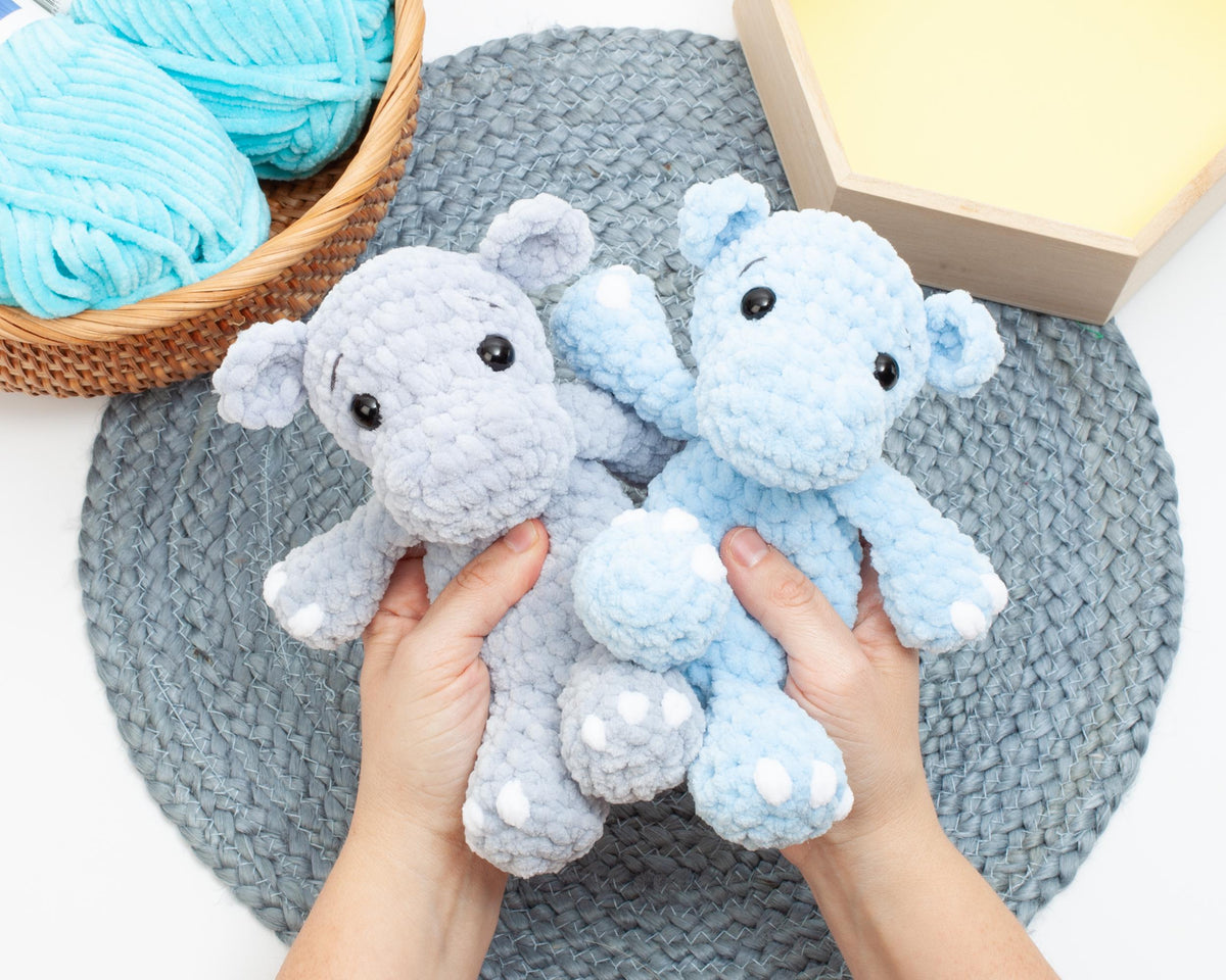 Crochet Hippo Pattern – Low Sew Amigurumi Plush Hippo PDF – Easy Beginner Crochet Pattern
