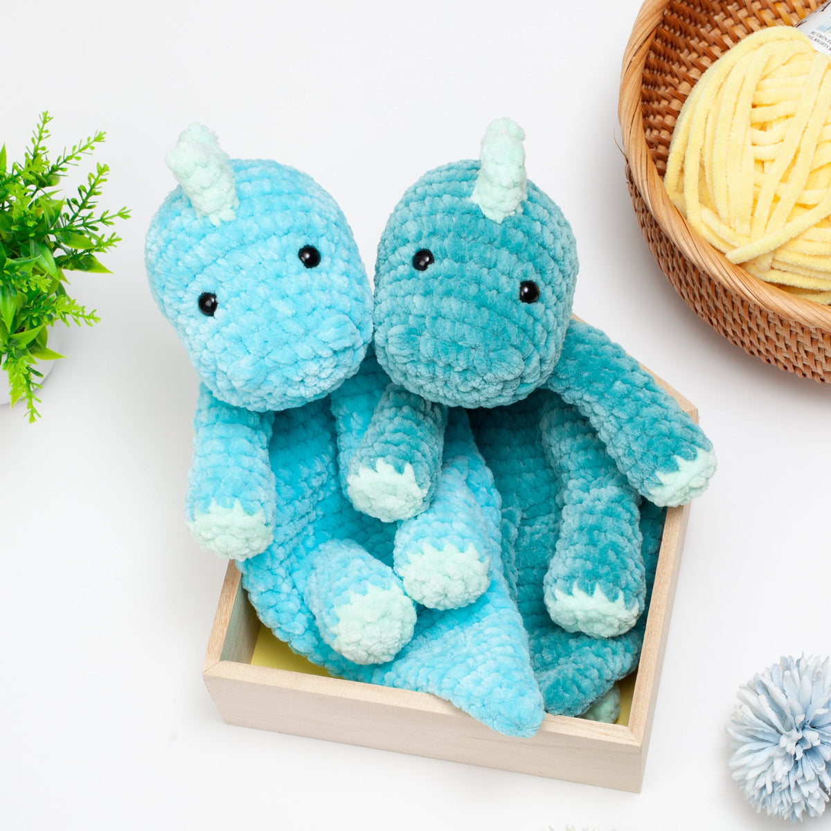 Dinosaur lovey crochet pattern, crochet Dino snuggler, baby comforter toy, baby security blanket