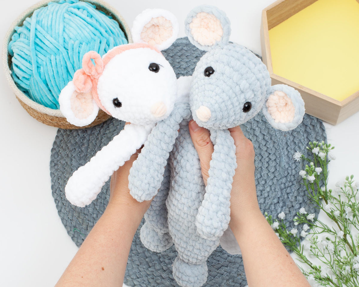 Crochet Mouse Lovey Pattern – Mouse Snuggler Crochet Pattern – Comforter Toy & Baby Security Blanket