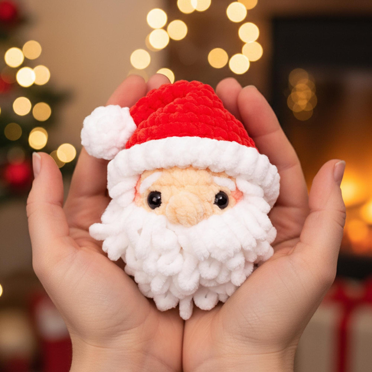 Santa Claus Crochet Ornament Pattern | Christmas Tree Decoration - Plush Amigurumi Santa Head |  PDF Tutorial