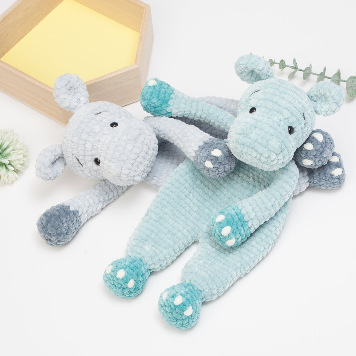 Crochet Hippo snuggler pattern, Hippo lovey, cuddle toy, baby security blanket, comforter toy