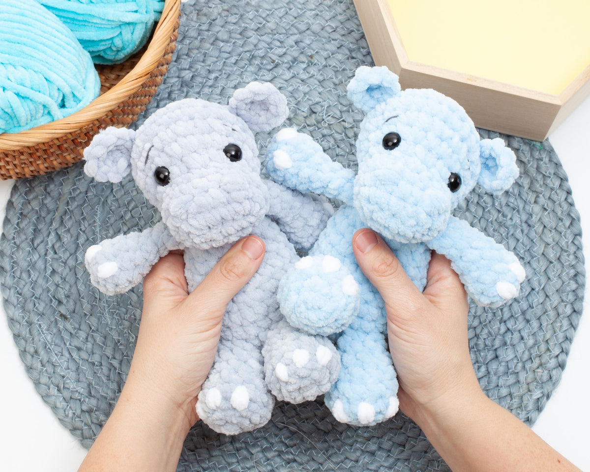 Crochet Hippo Pattern – Low Sew Amigurumi Plush Hippo PDF – Easy Beginner Crochet Pattern
